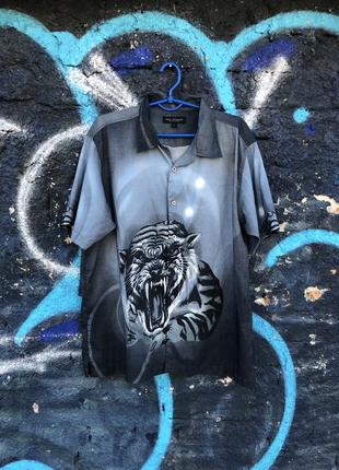 Y2k tiger shirt,рубашка с тигром,гавайка