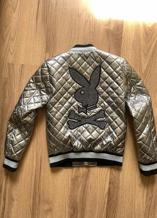 Куртка бомбер вітровка срібляста срібло срібна з напиленням play boy турецька турція...