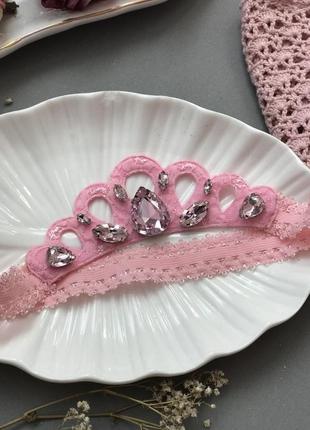 Корона повязка для принцессы розовая