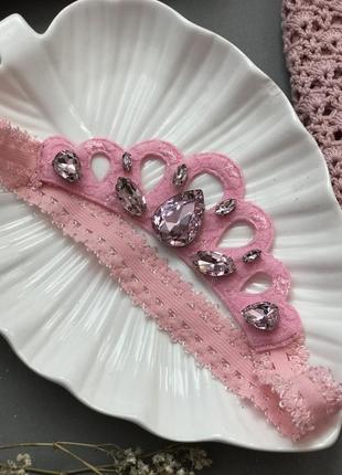 Корона повязка для принцессы розовая2 фото