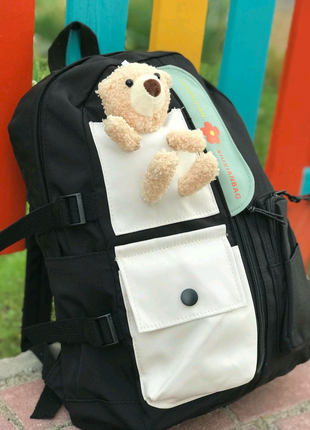 Рюкзак шкільний з мишком чорний2 фото