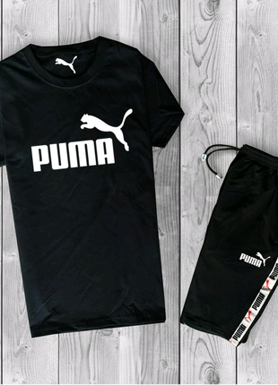 Чоловічий спортивний комплект шорти футболка puma чорний