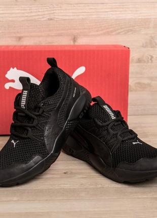 Чоловічі шкіряні кросівки шкіра/сітка puma black