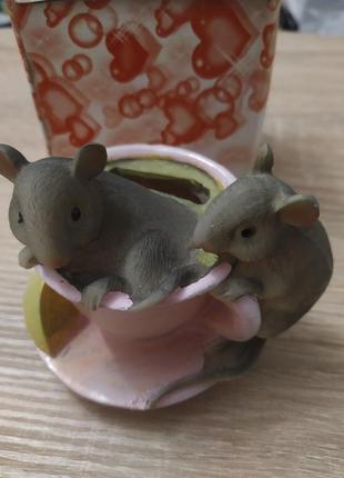 Подарункова скарбничка статуетка мишки з сиром6 фото