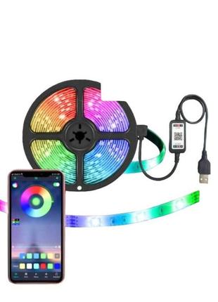 Светодиодная лента led rgb 5050 5м usb 5v 30w bluetooth control2 фото