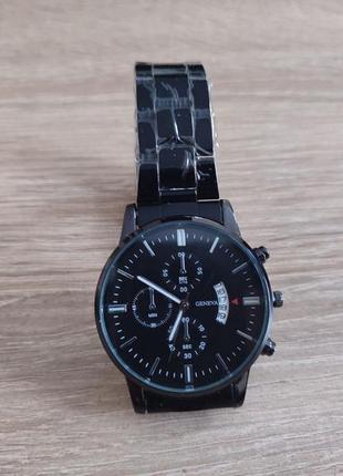 Классические мужские часы металлические geneva черные1 фото