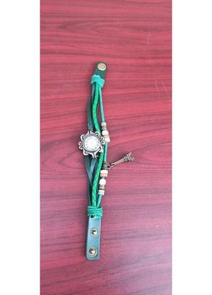 Часы женские кварцевые viser vintage париж зеленые (0032g)3 фото