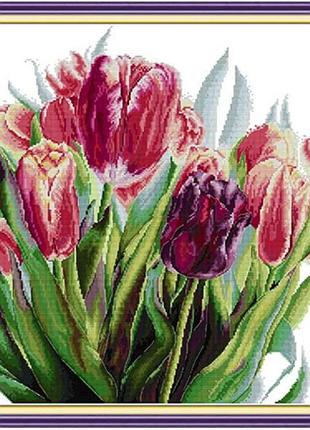 Набор для вышивания по нанесённой на канву схеме "watercolor tulip". aida 14ct printed 52*50 см