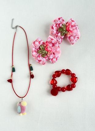Подарок девочке набор летний.резинки,браслет,фигурка-бусинто тропики1 фото