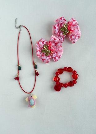 Подарунок дівчинці набір літній.гумки,браслет,фігурка-намисто тропіки2 фото