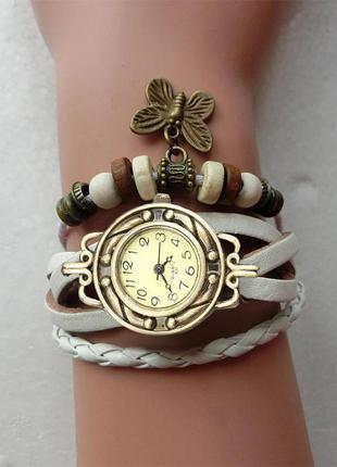 Женский ретро браслет наручные часы плетение d88 белый4 фото