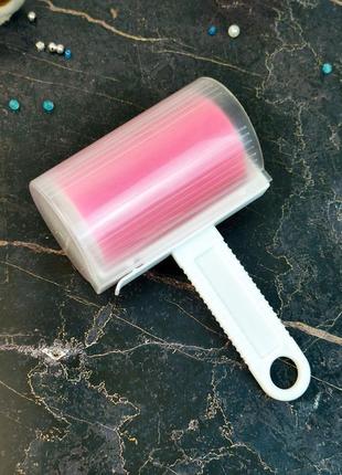 Многоразовый ролик-липучка для чистки одежды рожевий4 фото