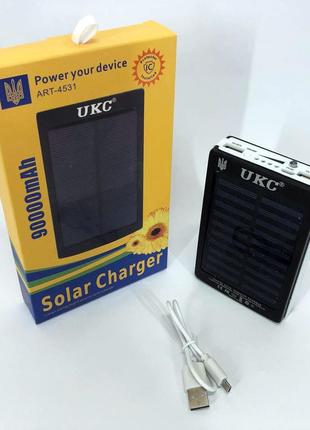 Умб портативное зарядное power bank solar ukc 90000 mah с led фонарем.