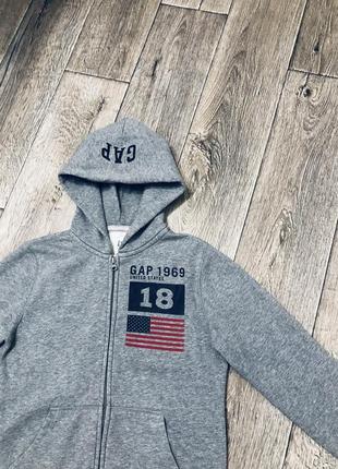 Толстовка gap usa на 9-10 лет 140-134см оригинальная серая кофта худи2 фото