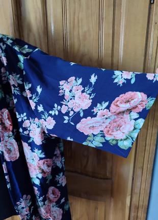 Легкий кардиган накидка кимоно цветочный принт батал2 фото