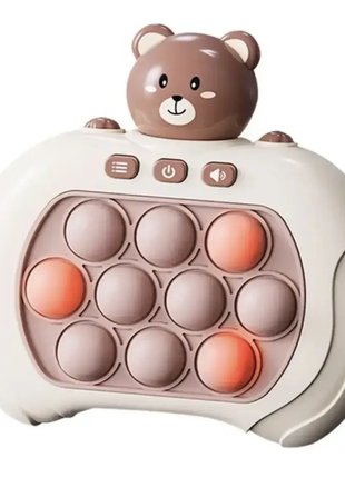 Іграшка антистрес pop it pro bear brown інтерактивна розвиваюча гра поп іт ведмідь коричневий, лопать бульбашки
