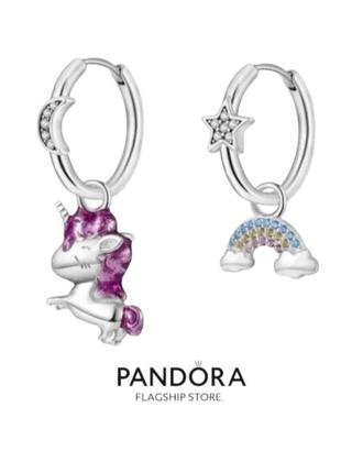 Серьги серебро silver_pandora original серьги единорог1 фото