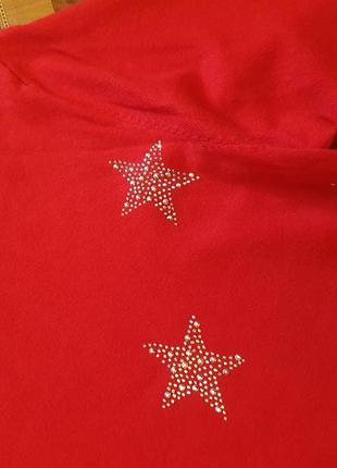 Красный свитер туника со звездами10 фото