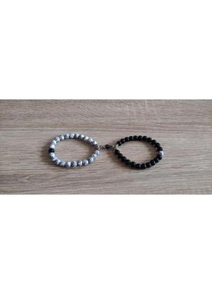 Парные браслеты "магнит" из камня для влюбленных3 фото