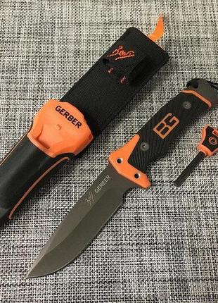 Нож туристический gerber bear grylls с точилкой, огнивом и чехлом2 фото