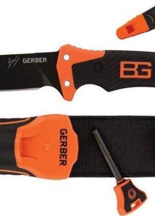 Нож туристический gerber bear grylls с точилкой, огнивом и чехлом4 фото