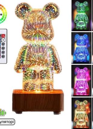 3d лампа кришталевий ведмедик феєрверк ведмідь bearbick декоративний скляний нічник...