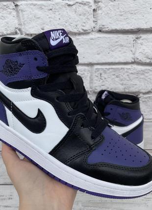 Кожаные кроссовки nike air jordan retro 1 hight purple 23,5см5 фото