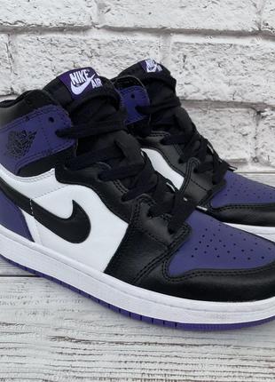 Кожаные кроссовки nike air jordan retro 1 hight purple 23,5см2 фото