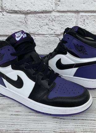 Кожаные кроссовки nike air jordan retro 1 hight purple 23,5см