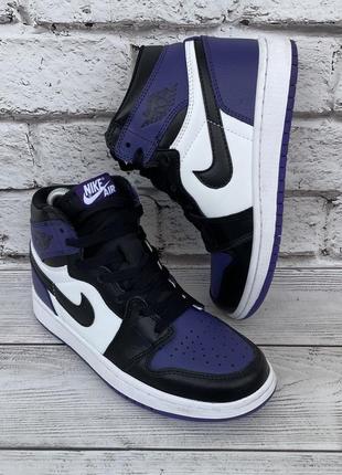 Кожаные кроссовки nike air jordan retro 1 hight purple 23,5см3 фото