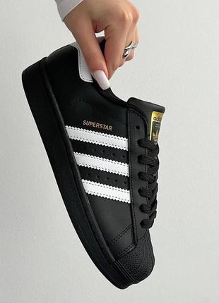 Adidas superstar black жіночі кросівки адідас суперстар шкіра