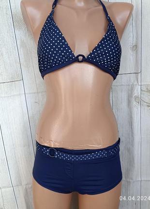 Роздільний купальник синього кольору трусики шортики