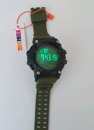 Спортивний годинник skmei 1637 темно-зелений ударостійкий1 фото