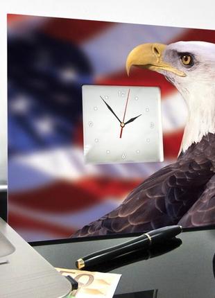 Настенные часы с декором "американский флаг и орел" (c03001)3 фото