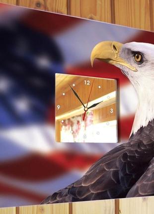 Настенные часы с декором "американский флаг и орел" (c03001)2 фото
