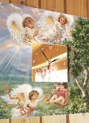 Настінний арт годинник "янголята" (c03681)2 фото