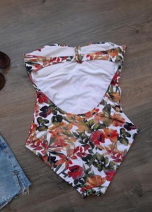 Сдельный купальник без бретелей, акварель5 фото