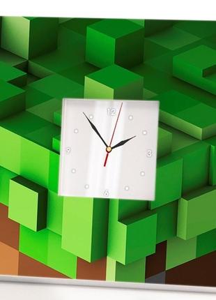 Стильний настінний годинник в дитячу "майнкрафт minecraft" (c03389)1 фото
