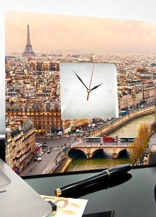 Часы в подарок с декором "париж" (c03713)3 фото