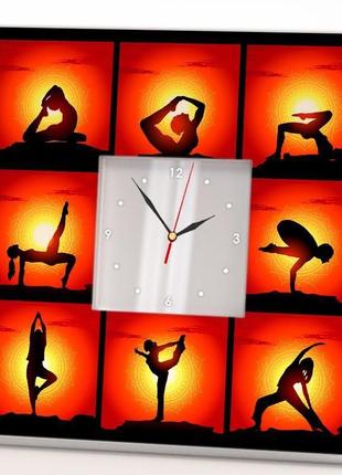 Стильные часы для спальни "йога. позы" (c03719)