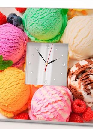 Современные часы с декором "мороженное" на кухню или в детскую (c03783)