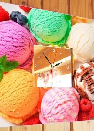 Сучасний годинник з декором "морозиво" на кухню або в дитячу (c03783)2 фото