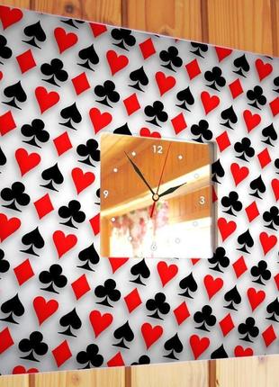 Часы с рисунком "карточные масти. азарт. покер" подарок (c03885)2 фото