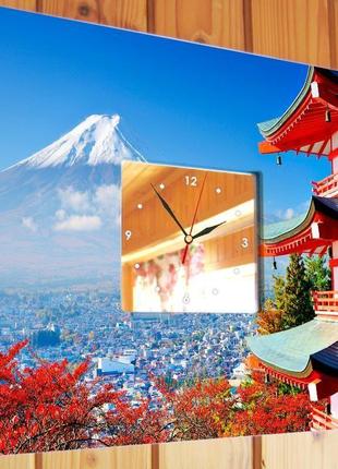 Стильний годинник з японським будиночком і чудовим краєвидом "гора фудзі. вулкан фудзіяма" (c04108)2 фото