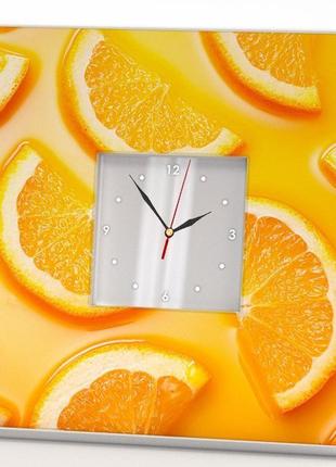 Стильные часы с апельсинами. стильный подарок для кухни. зеркальный циферблат (c04150)1 фото