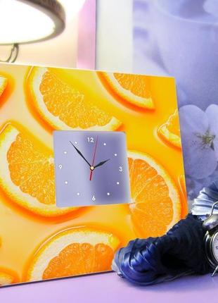 Стильные часы с апельсинами. стильный подарок для кухни. зеркальный циферблат (c04150)3 фото