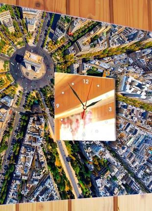 Годинник з дзеркальним циферблатом з фото "париж з пташиного польоту" (c04109)2 фото