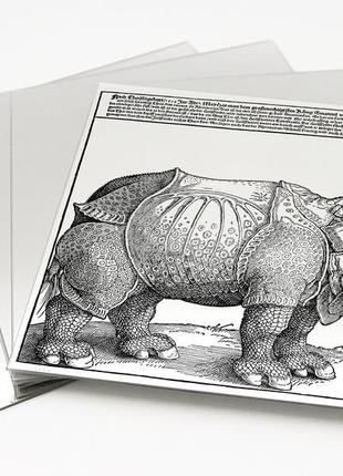 Дизайнерское зеркало с гравюрой альбрехта дюрера "носорог. rhinoceros" винтажное украшение интерьера6 фото