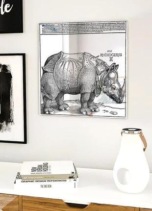 Дизайнерское зеркало с гравюрой альбрехта дюрера "носорог. rhinoceros" винтажное украшение интерьера5 фото