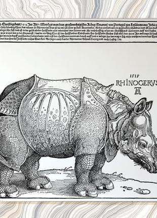 Дизайнерське дзеркало з гравюрою альбрехта дюрера "носоріг. rhinoceros" вінтажна прикраса інтер'єру7 фото